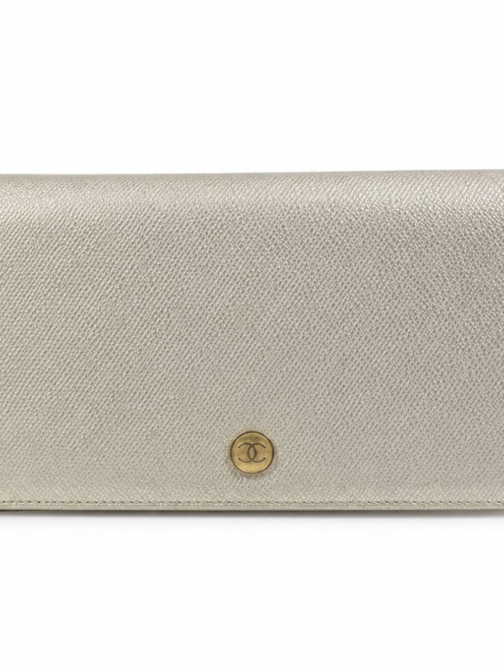 Chanel Silver Leather Bifold Wallet/COA Included